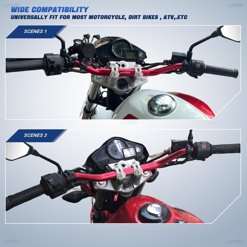 Lyn666 Motorcycle Handlebar Risers Universal Handle Bars Mount Clamps Fit for 1 1/8 inch(28mm) or 7/8 inch (22mm) Handlebar of Motorcycle Dirt Bike ATV, Silver - Image 4